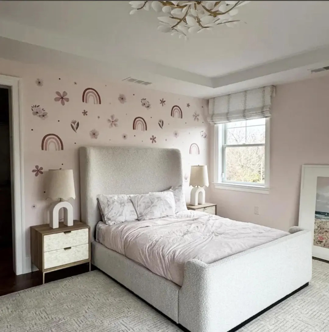 Boho Floral Wall Decals: Earth Tones, Green Leaves - Scandinavian Kids Decor | Etsy (US)