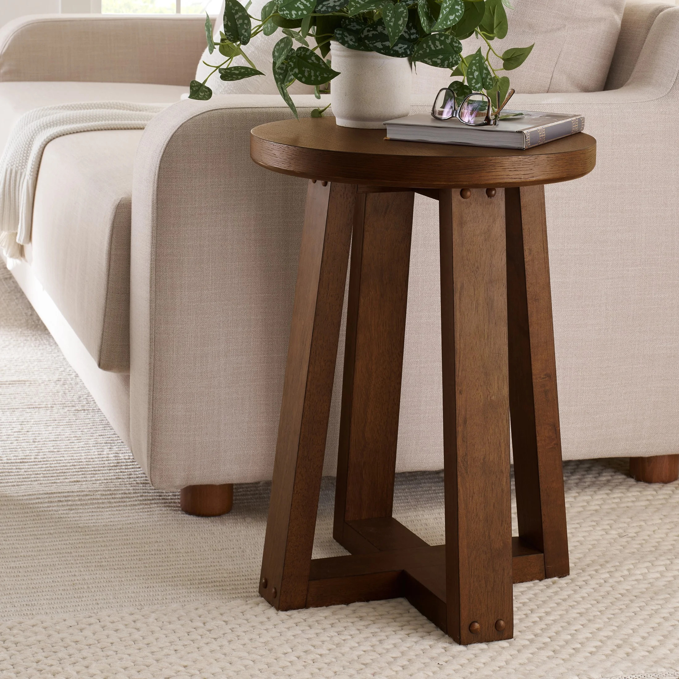 Better Homes & Gardens Ezra Round End Table, Walnut Finish | Walmart (US)