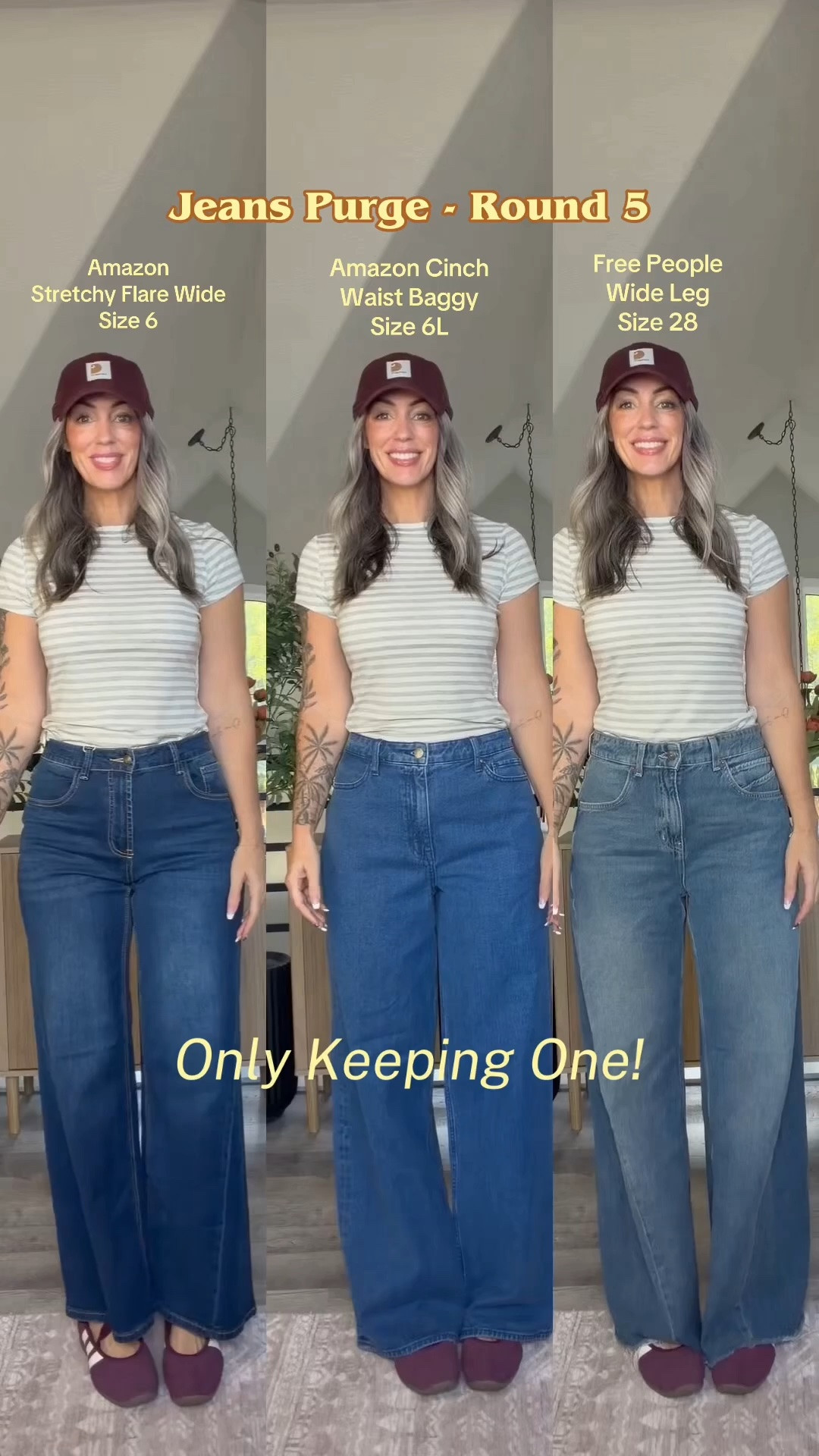 Jeans purge round 5! From left to right: Amazon - size 6 
Cinch waist Amazon - 6L
Free people size 28

#LTKdayinmylife #LTKOver40 #LTKootd