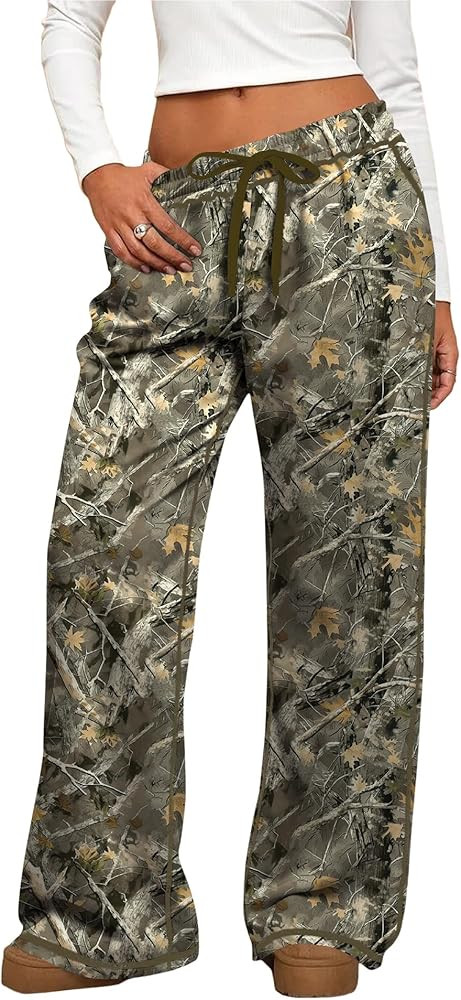 LUYAA Women Wide Leg Sweatpants Low Rise Baggy Fleece Sweatpants for Womens with Pockets | Amazon (US)