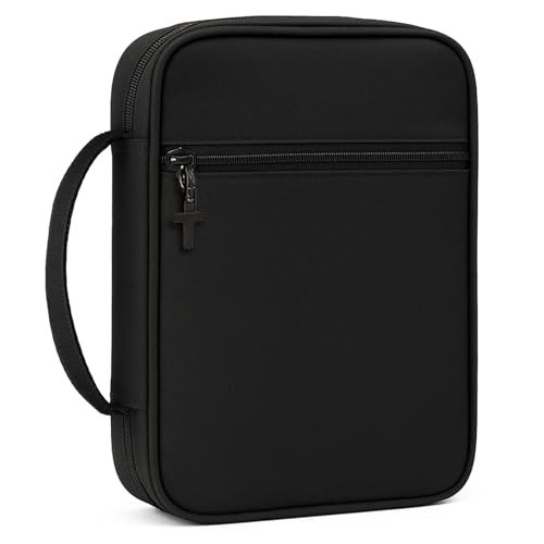 Bible Cover with Durable Handle,Carrying Book Case Church Bag Bible, Protective with Zippered Pocket,Bible Study Accessories Supplies,Gift for Mother Lady Women Men(Black) | Amazon (US)