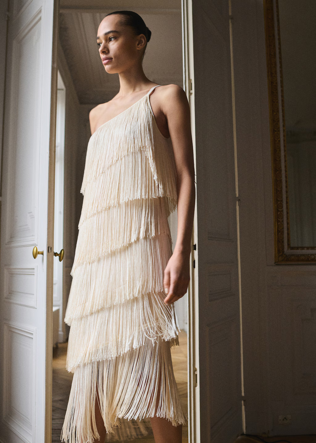 Asymmetrical fringed midi-dress - Women | MANGO USA | Mango (US/MX/AU)