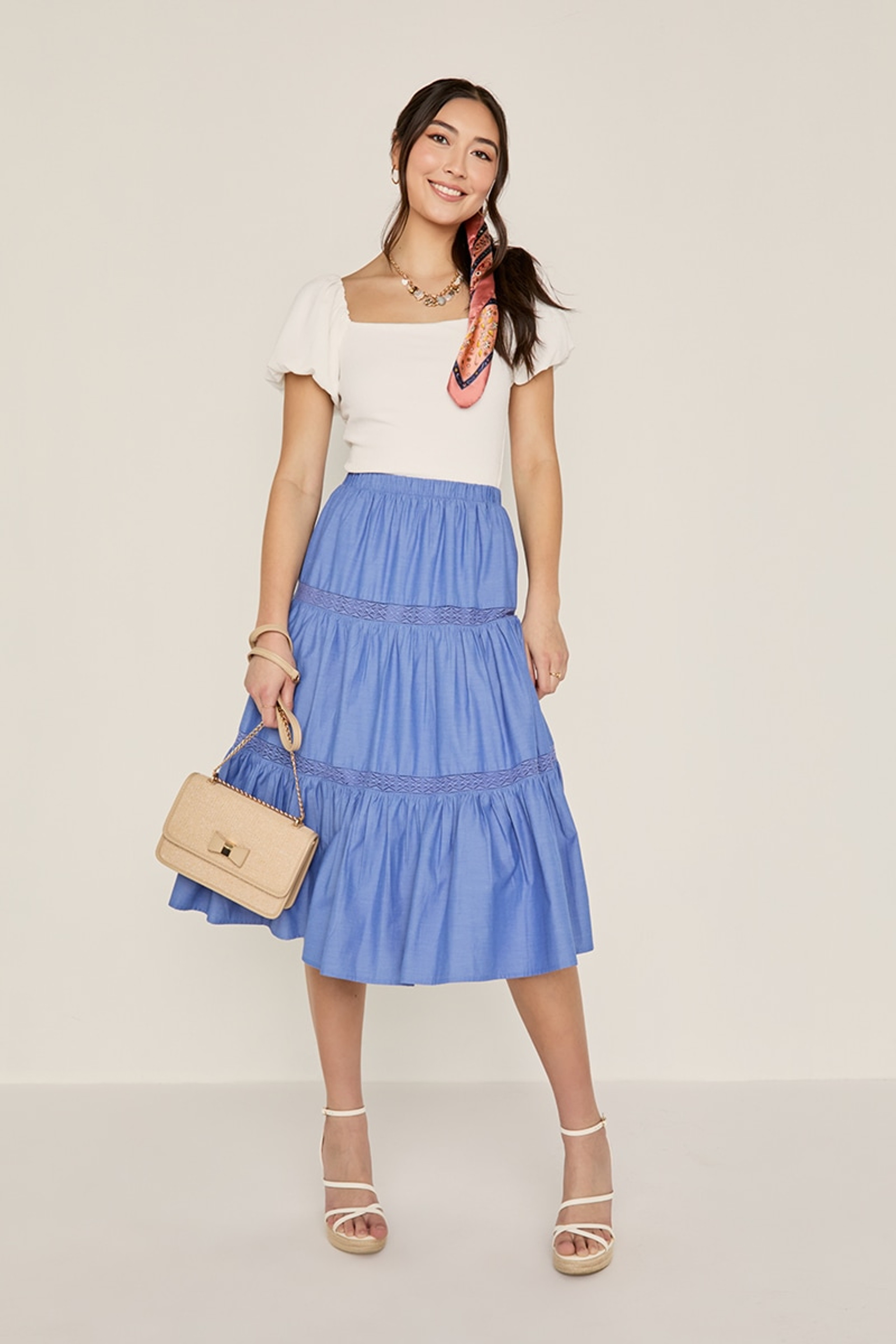 Lana Crochet Tiered Midi Skirt | Francesca's