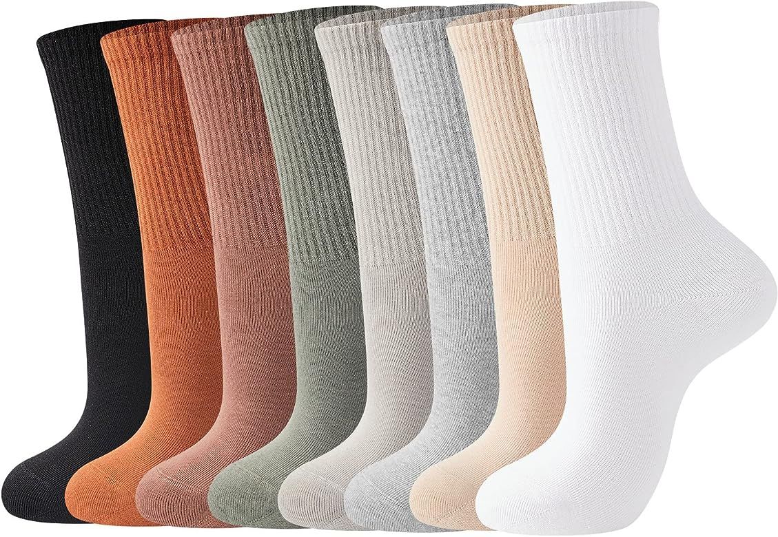 J-BOX Womens Cotton Crew Socks, Thin Soft Comfort Breathable Dress Socks, Above Ankle Crew Socks ... | Amazon (US)