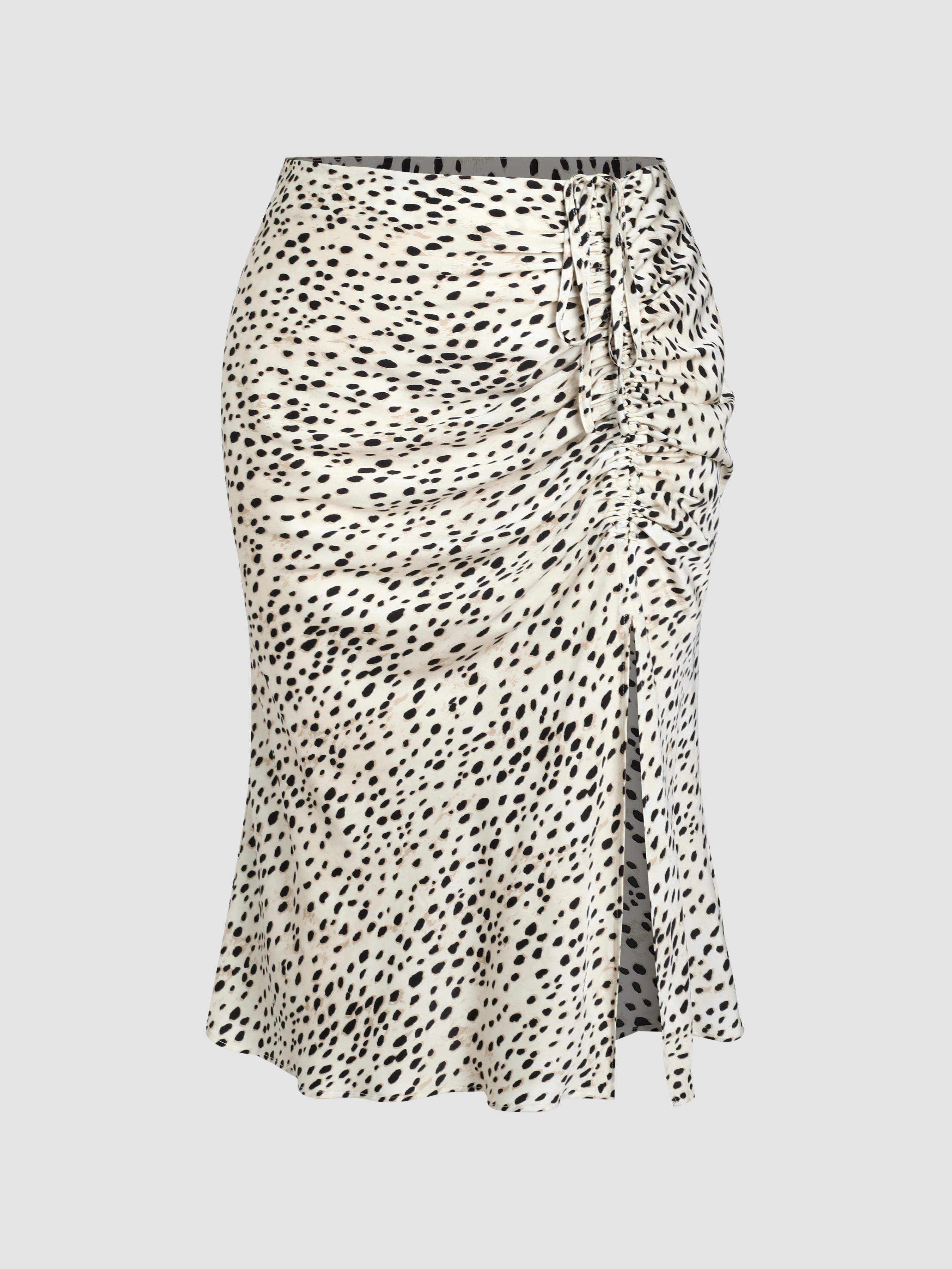 Leopard Print Cheetah Print Animal Print Long Skirts Woven Spot Leopard Print Drawstring Split Ma... | Cider