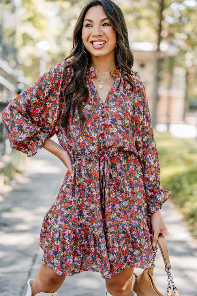 It's About Time Gold Combo Floral Dress | The Mint Julep Boutique
