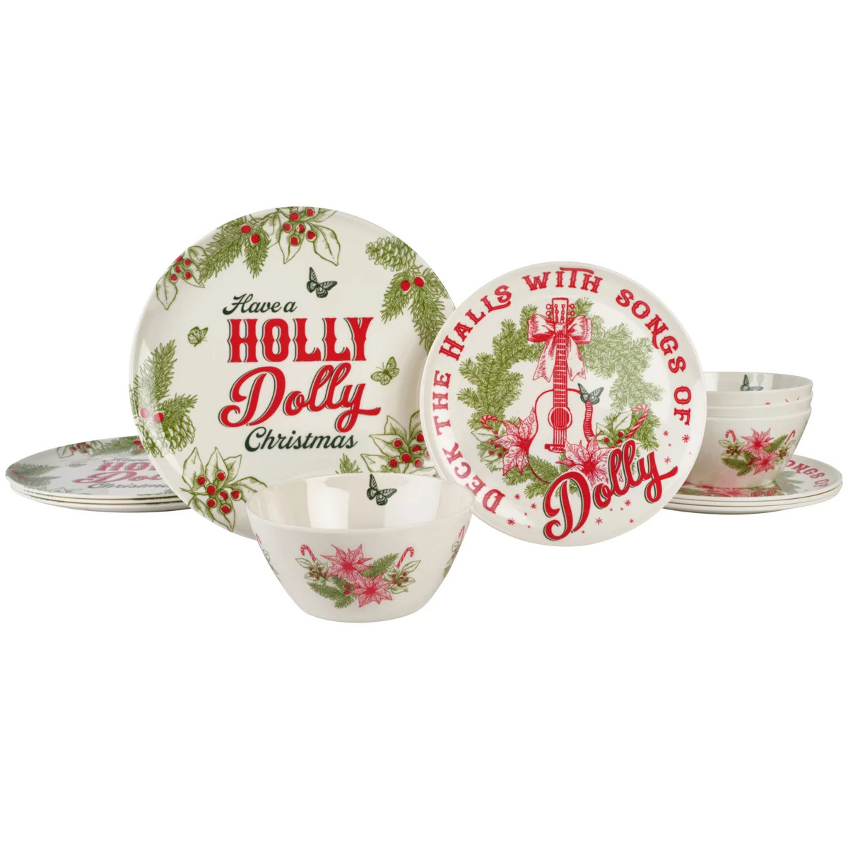 Holly Dolly 12-Piece Melamine Dinnerware Set, Service for 4 | Wayfair North America