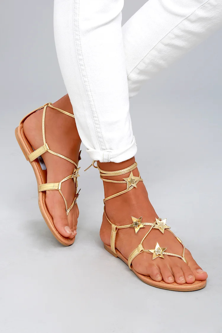 Steve Madden Jupiter Gold Lace-Up Sandals | Lulus