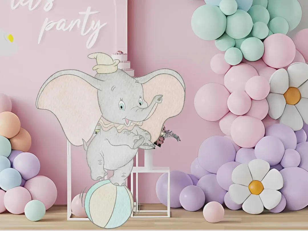 Dumbo Cutout, Backdrop Big Decor, Pastel Elephant Theme Party Decoration Baby Shower or Birthday ... | Etsy (US)