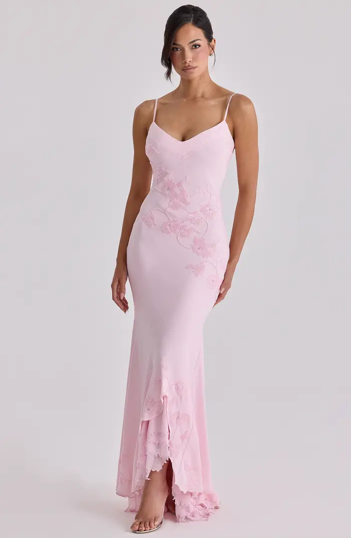 Anastelle Bead Embellished Satin Mermaid Gown | Nordstrom