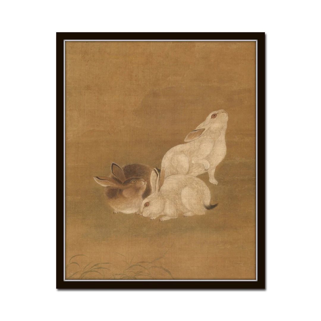 Three Rabbits Print Rabbit Print Chinese Art Vintage Art - Etsy | Etsy (US)