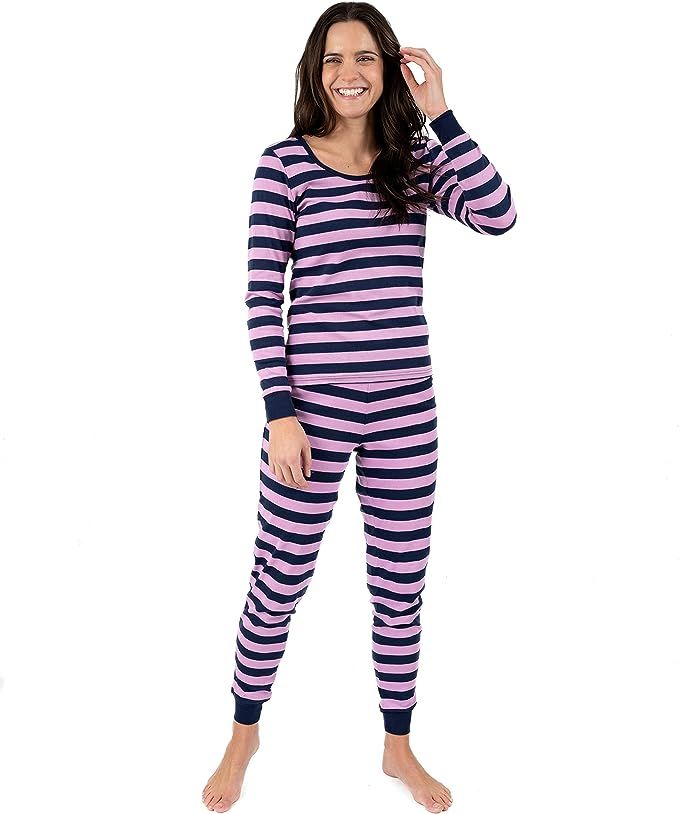 Leveret Women's"Fitted Striped" Pajama 100% Cotton (XS-XL) | Amazon (US)