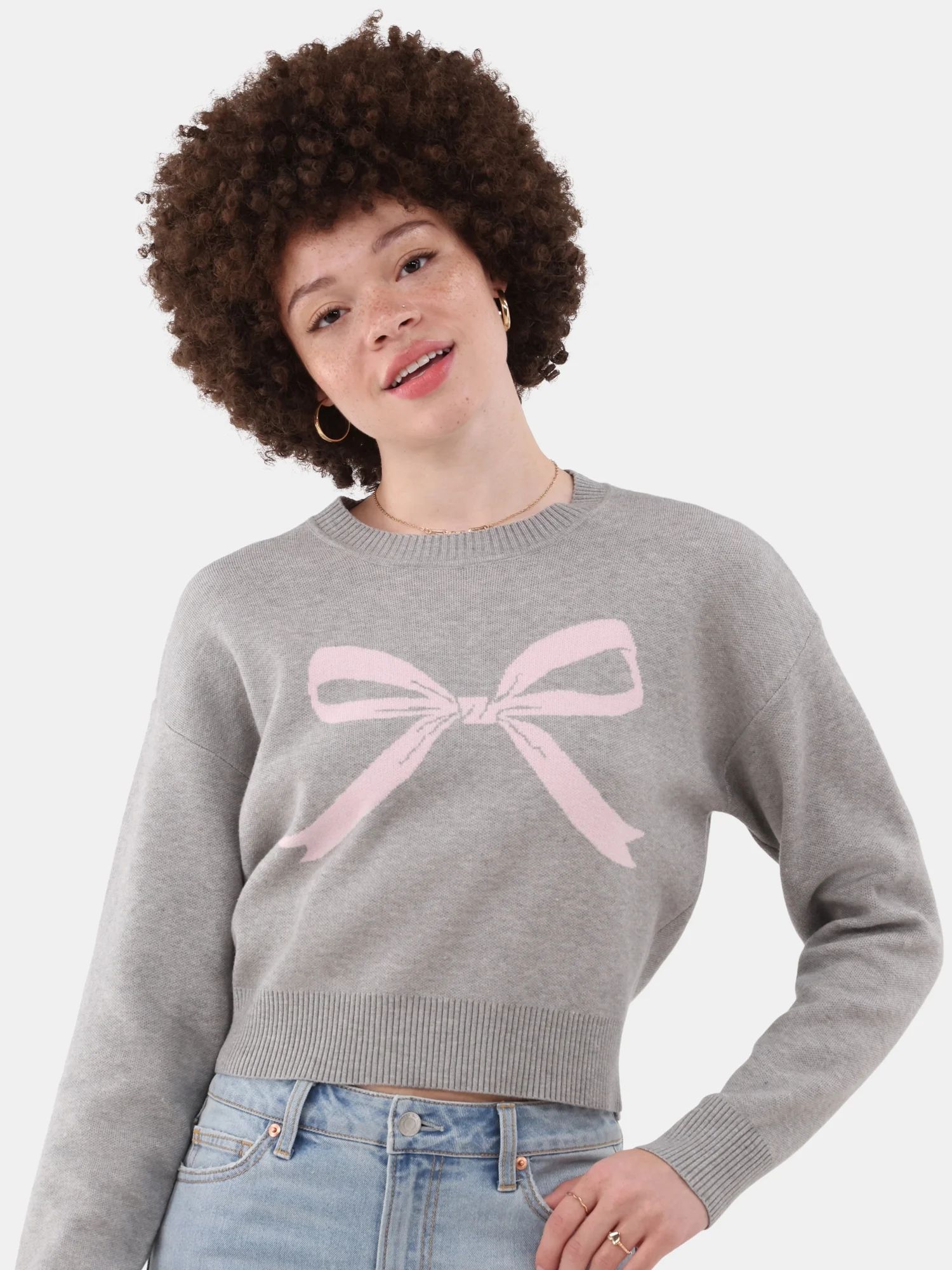 No Boundaries Jacquard Pullover Sweater, Midweight, Women’s Plus | Walmart (US)