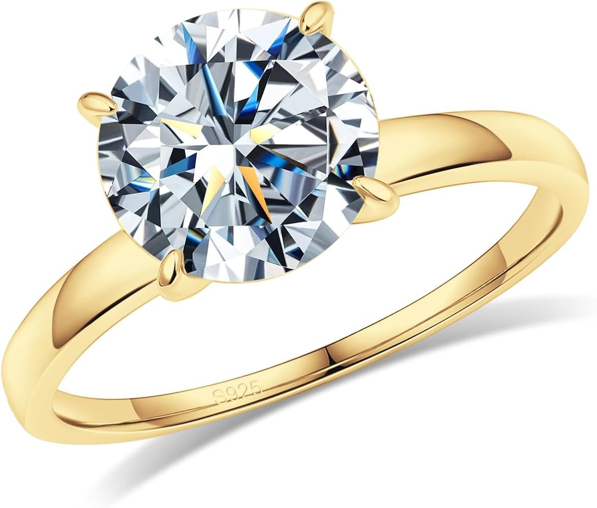 Solitaire Moissanite Engagement Ring for Women, 1/1.5/2/3CT D Color VVS1 Clarity, 18K Yellow Gold... | Amazon (US)