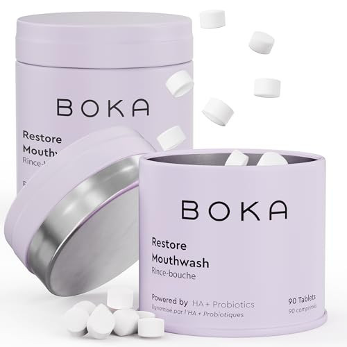 Boka Travel Size Mouthwash Tablets - Hydroxyapatite, Fluoride Free & Alcohol Free - Chewable Tablets to Freshen Breath, Kill Odor Quickly & Helps Remineralize Teeth - (Pack of 2, 90 Pcs, Mint) | Amazon (US)