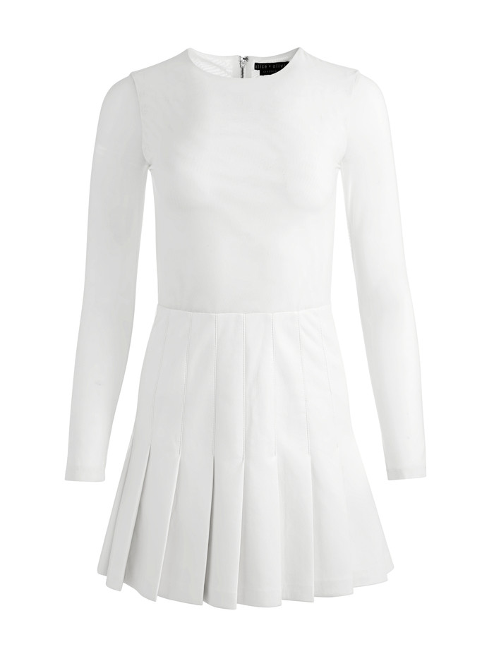 CHARA VEGAN LEATHER PLEATED MINI DRESS | Alice + Olivia