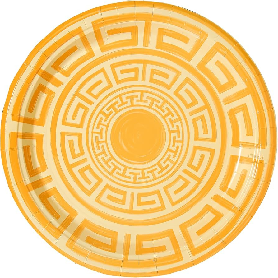 Greek Key Disposable Paper Party Dinner Plates, Pack of 8, 10.5 inch, Great for Outdoor Events, P... | Amazon (US)