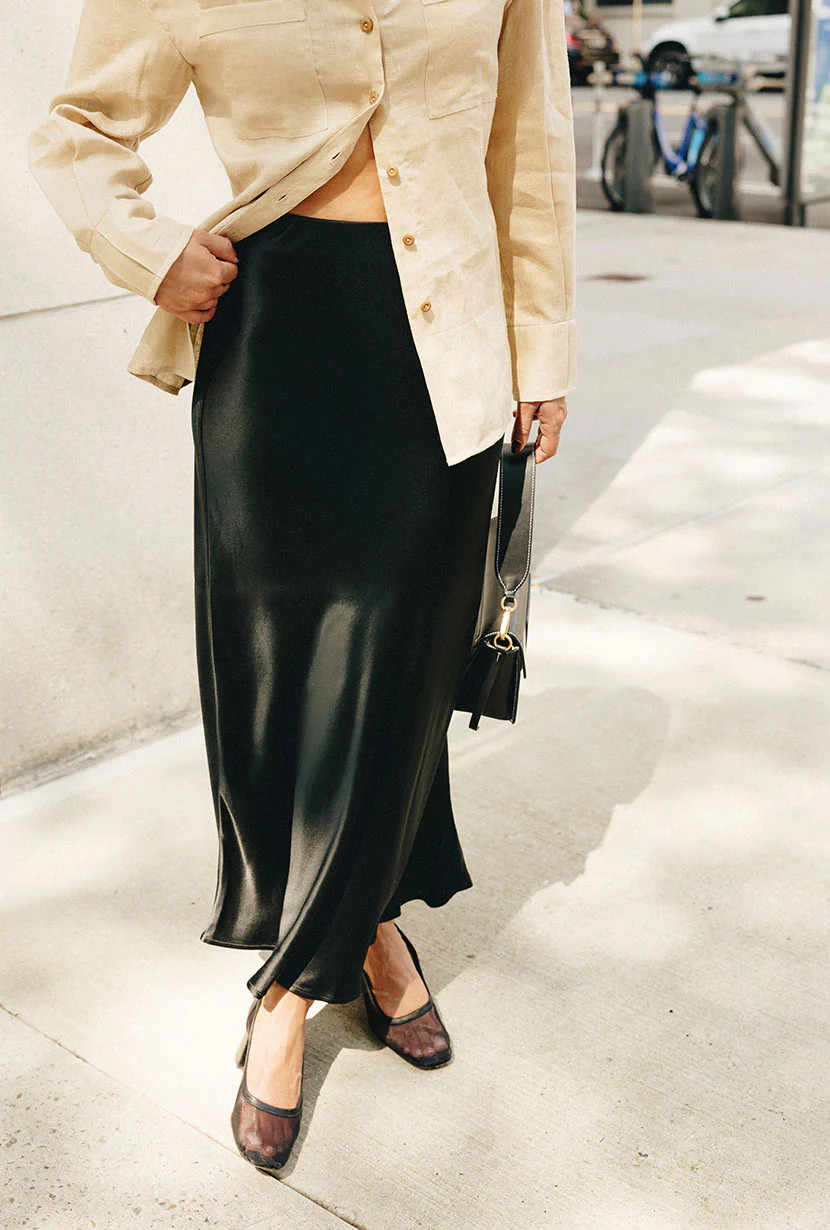 Nadine Satin Skirt - Black | Petite Studio NYC