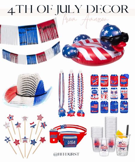 4th of July home decor from Amazon! Fourth of July party decorations, 4th of July party, 4th of July pool party, red white and blue hat, Fourth of July belt bag

#LTKParties #LTKFindsUnder50 #LTKSeasonal