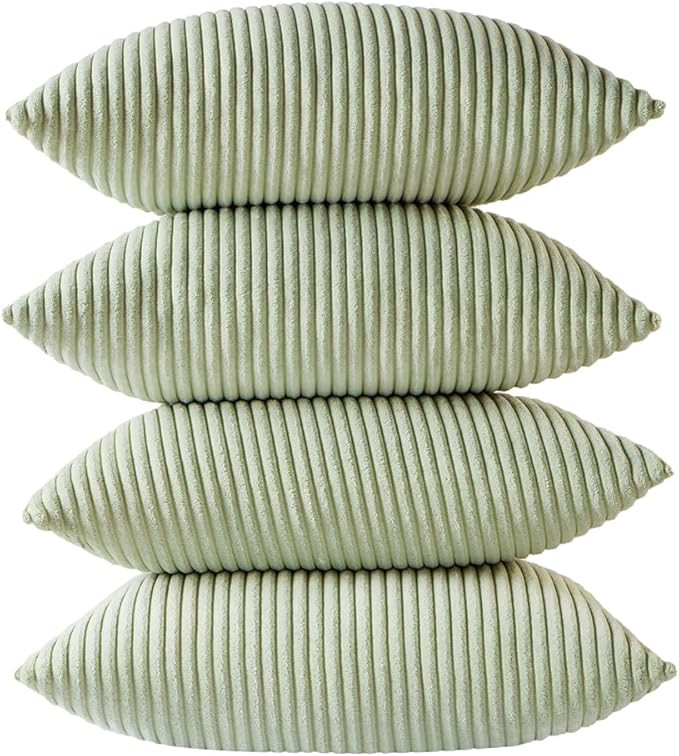 Fancy Homi Set of 4 Sage Green Decorative Throw Pillow Covers 20x20 Inch for Couch Bed Sofa, Aest... | Amazon (US)