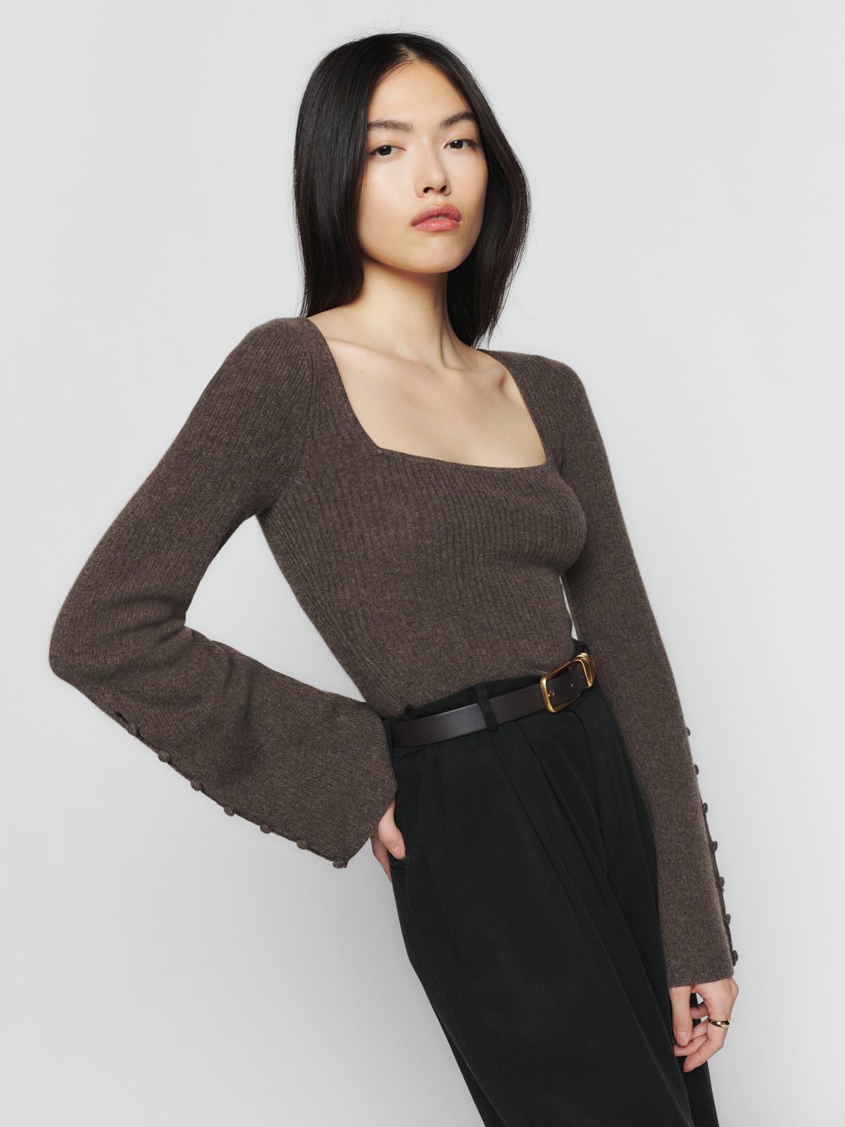 Emanuele Cashmere Novelty Button Sweater | Reformation (US & AU)