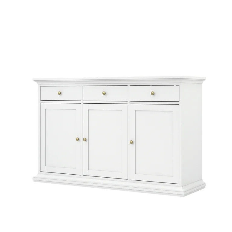 Tvilum Sonoma Wood Sideboard with 3 Doors and 3 Drawers in White - Walmart.com | Walmart (US)