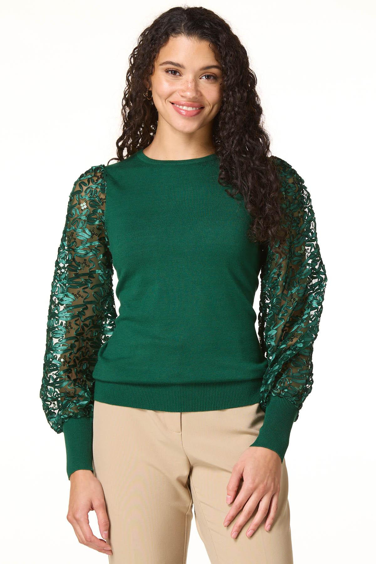 Soutache Illusion Sleeve Sweater | Cato Fashions