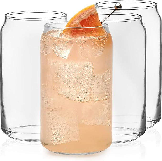 Libbey Classic Can Shaped Drinking Glasses Set of 4, Clear Kitchen Glass Tumbler, 16 Oz, Dishwash... | Amazon (US)