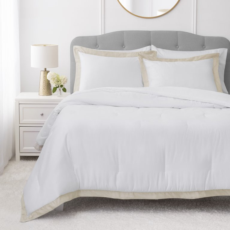 Hotel Style 3-Piece Beige/White Egyptian Cotton Luxury Comforter Set, King | Walmart (US)