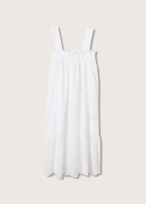 Cotton dress with openwork detail | MANGO (US)