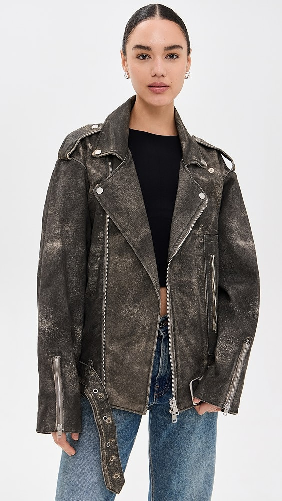 HAIKURE Kay Leather Print Biker Jacket | Shopbop | Shopbop