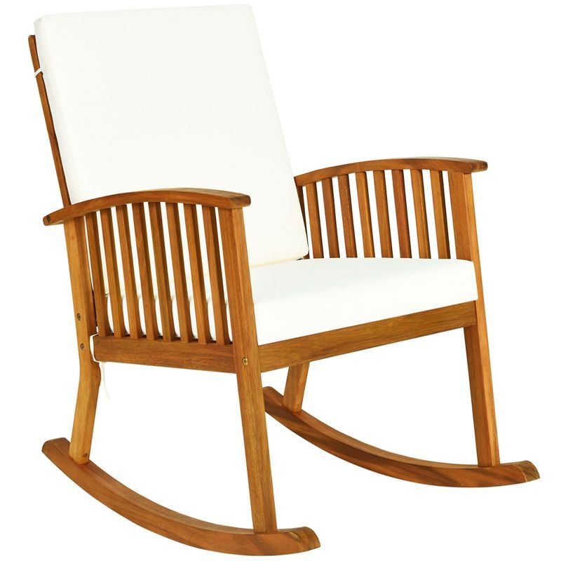Costway Acacia Wood Rocking Chair Patio Garden Lawn W/ Cushion | Target