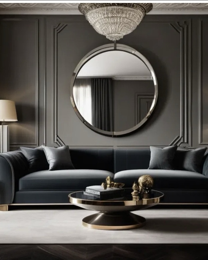 Vintage Sculptural Living Room With Wainscoting Walls, Brass Mirror, And Designer Chandelier

Featured Room: Vintage Sculptural Living Room.
Rich matte walls with classic wainscoting panels create the architectural backdrop for this refined living room. A vintage console table, sculptural lounge chairs, marble coffee table, and oversized brass mirror anchor the space. The statement chandelier and curated high-end art complete this luxury vintage-modern interior.

#luxurylivingroom #vintagelivingroom #wainscotingwalls #paneledwalls #brassmirror #designerchandelier #highenddecor #sculpturalchairs

#LTKHome #LTKvlog