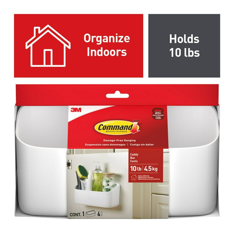 Command Heavyweight Large Caddy, Hangs up to 10lbs, White, Home Organizer, 1 Caddy | Walmart (US)