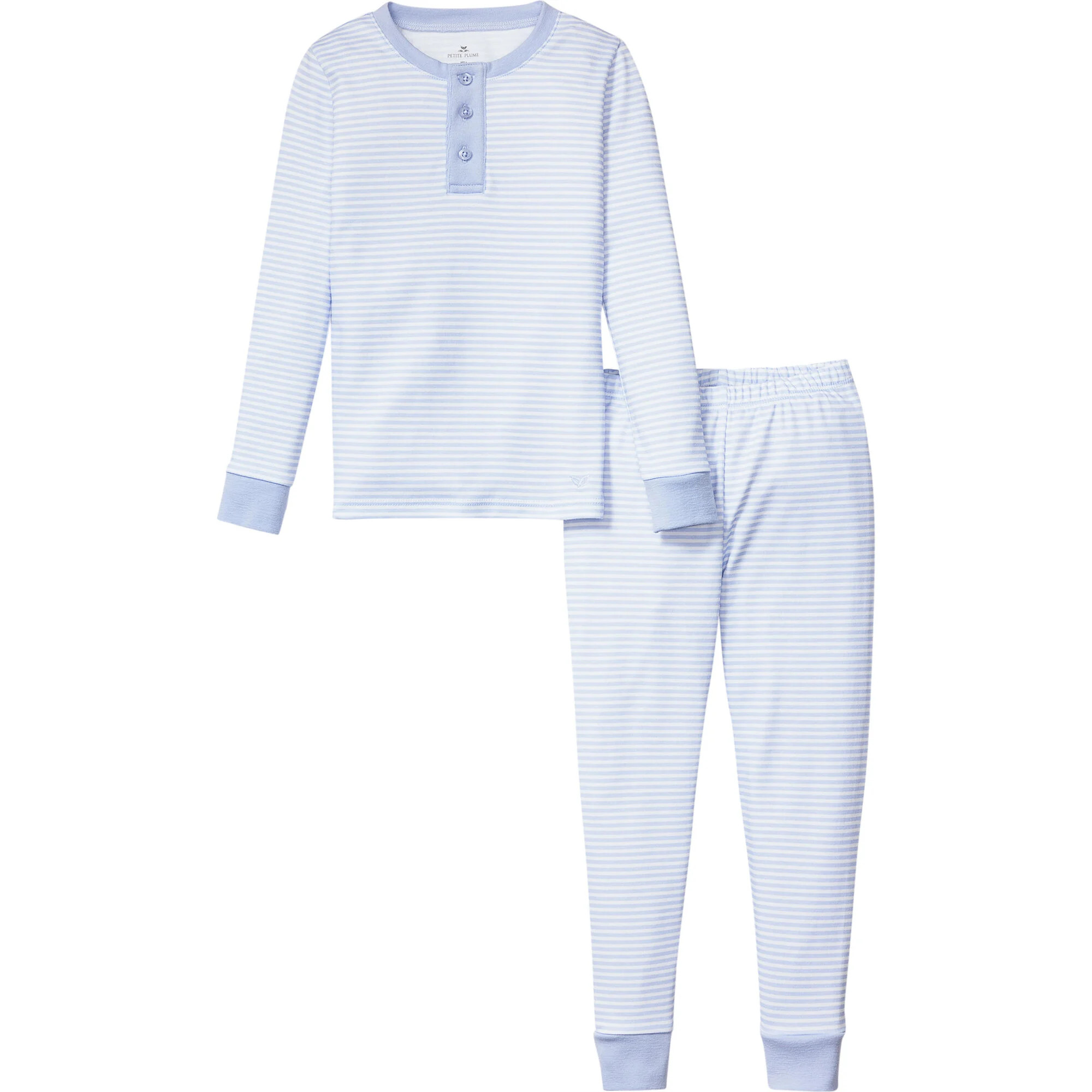 Snug Fit Pajama Set, Blue Stripes | Maisonette