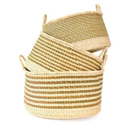 Olive Stripe Floor Basket Set | Walmart (US)