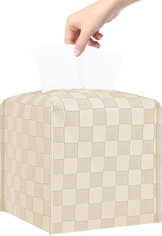 Tissue Box Cover, Square Tissue Box Holder, PU Leather Tissue Holders Decorative, Modern Facial P... | Amazon (US)