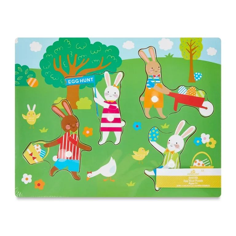 Easter Egg Hunt 5-Piece Wood Puzzle Party Favor by Way To Celebrate | Walmart (US)