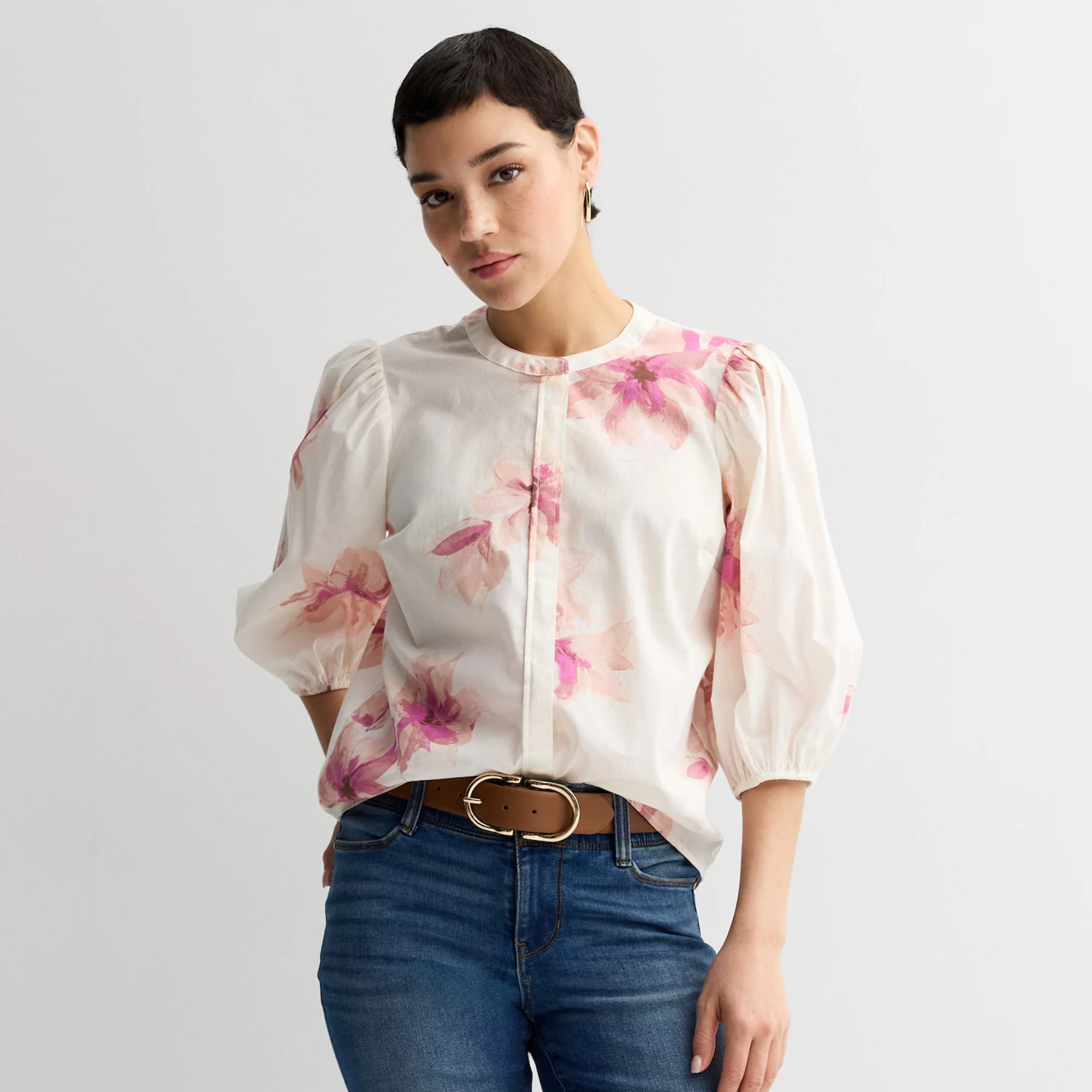 Women's Nine West Puff Sleeve Button Down Top | Kohl's