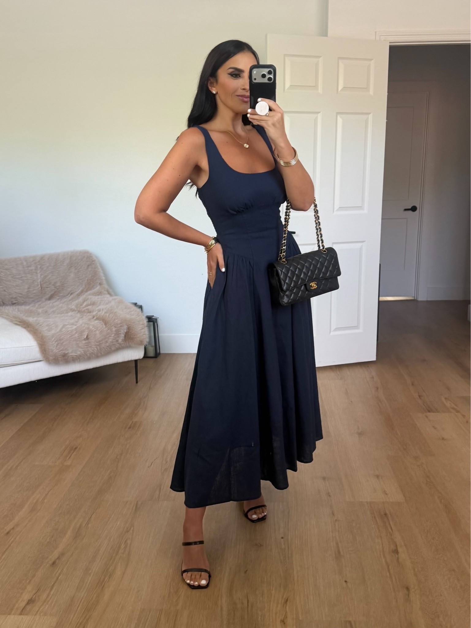Linen-Blend A&F Bra-Free Dylan Midi Dress wearing size small