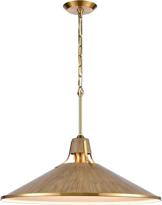 Elk Home Danique 1-Light Pendant - in Corkwood Finish, with Corkwood Metal Shade, Modern/Contempo... | Amazon (US)