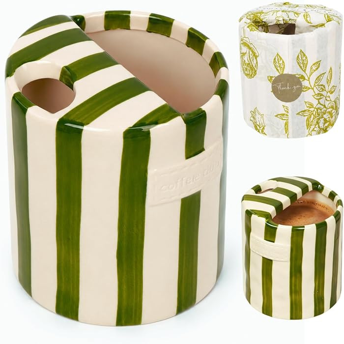 Coffee Mug Espresso Cup 10oz Ceramic Coffee Mugs Porcelain Coffee Cup Hand-Painted Striped Art Mu... | Amazon (US)