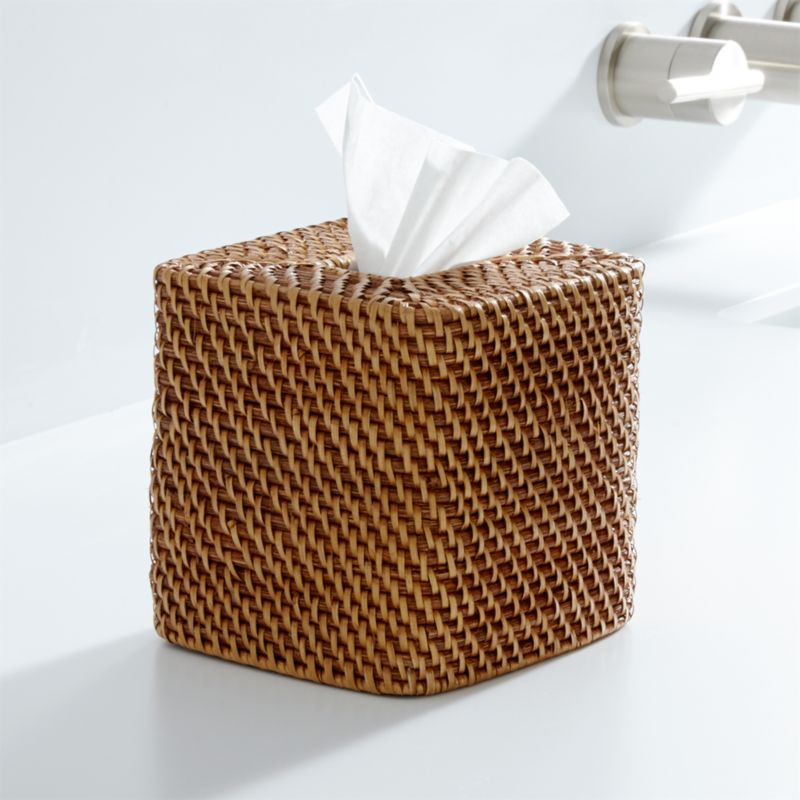 Sedona Honey Square Tissue Box Cover + Reviews | Crate and Barrel | Crate & Barrel
