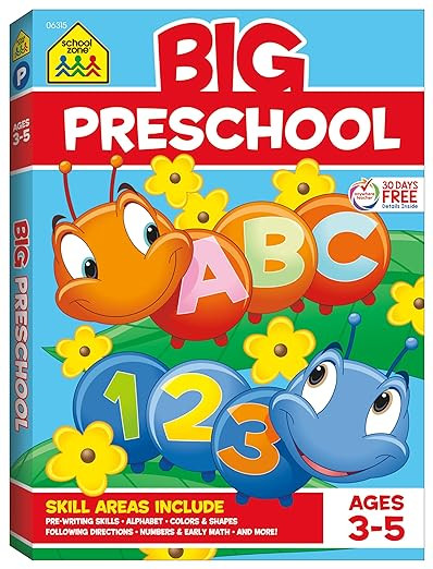 School Zone Big Preschool Workbook: Kids Learning Skills Ages 3 to 5, Handwriting, ABCs, Phonics,... | Amazon (US)