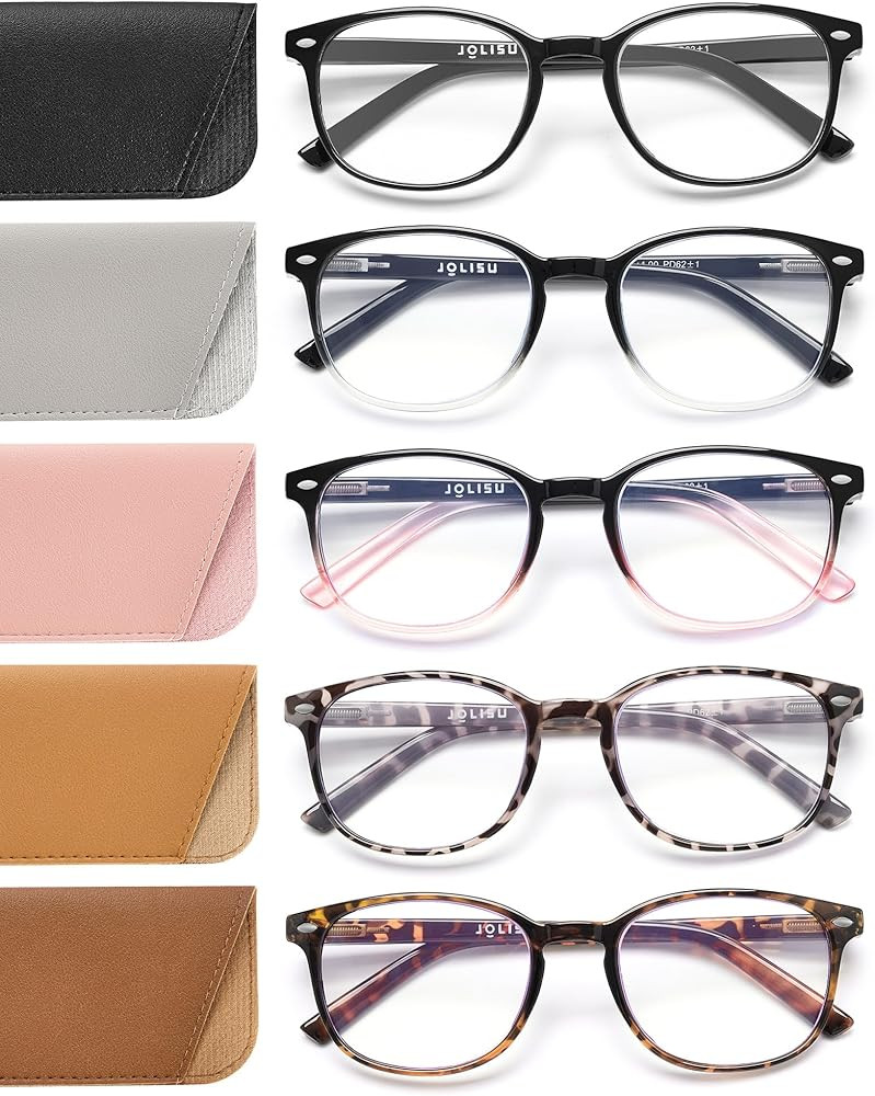 JOLISU 5 Pack Reading Glasses For Women, Blue Light Blocking Computer Reader Spring Hinge Eyeglas... | Amazon (US)