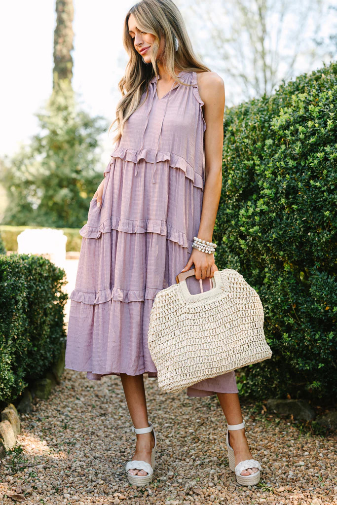 Pursue Perfection Mauve Pink Ruffled Midi Dress | The Mint Julep Boutique