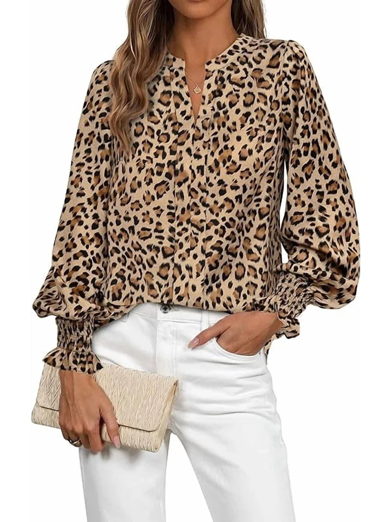FreshPretty Womens Boho Floral Long Sleeve Tops Fall Fashion V Neck Loose Chiffon Work Blouses Dr... | Walmart (US)