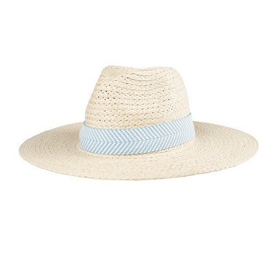 Levi's Women's Herringbone Band Wide Brim Straw Hat - Blue/Dry Clean | Target