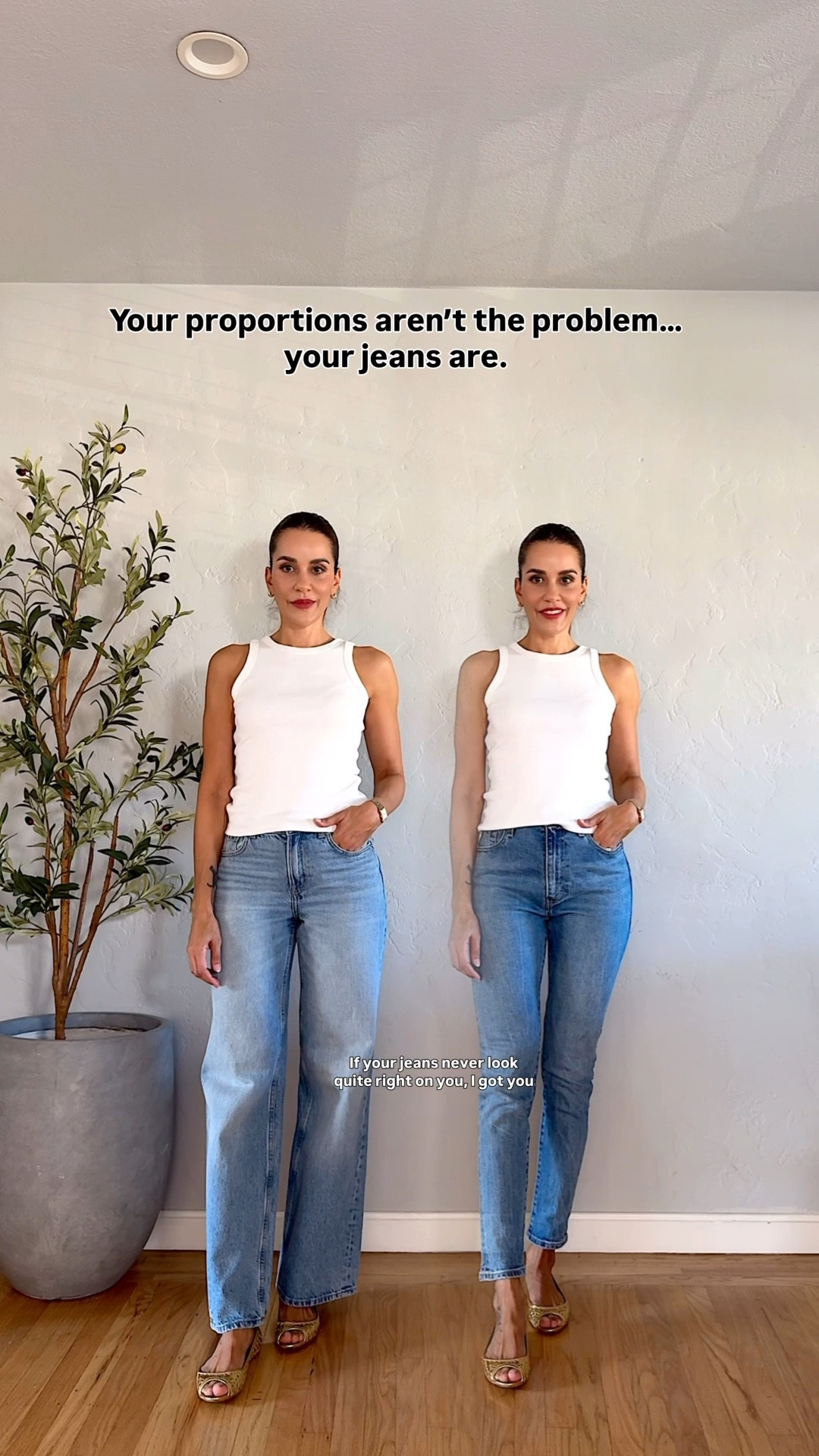 Same top, same body… completely different proportions 🤍
The right jeans make all the difference.
Linked my favorites + affordable options!

how to choose jeans fit | straight leg vs skinny jeans | best jeans for body shape | how to look taller in jeans | flattering jeans for women over 40 | outfit proportions tips | elevate basic outfits | casual chic outfit ideas | denim styling tips women | everyday outfit formula jeans

#LTKOver40 #LTKgrwm #LTKootd