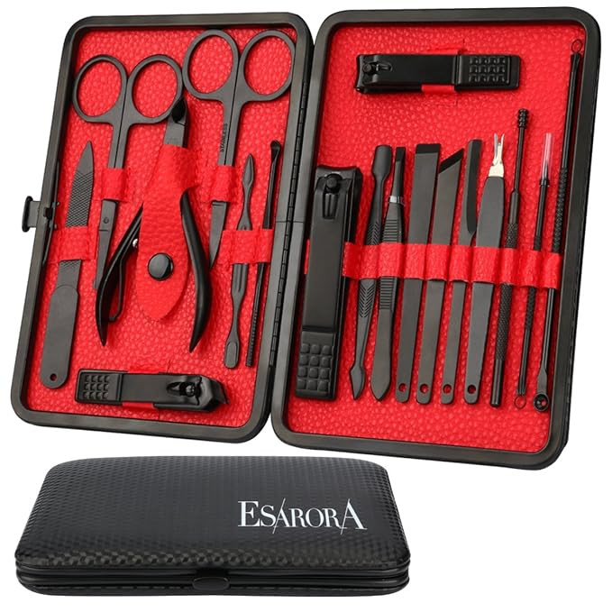 ESARORA Manicure Set, 18 in 1 Stainless Steel Professional Pedicure Kit Nail Scissors Grooming Ki... | Amazon (US)